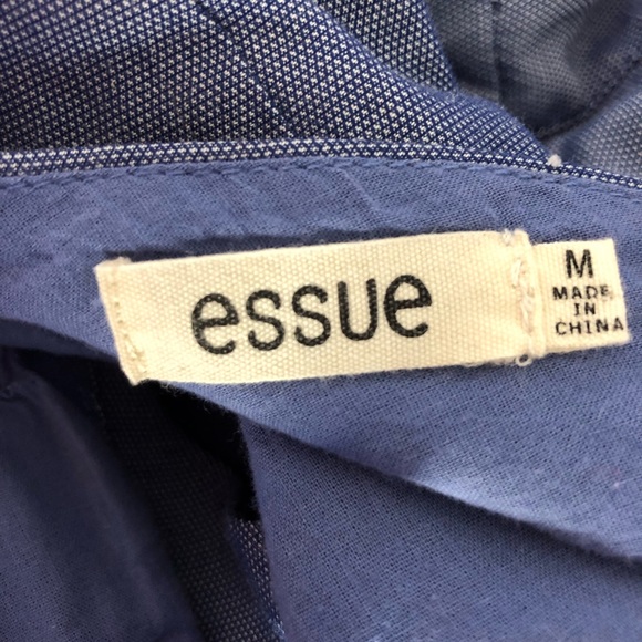 Peplum Double Breasted Button Front Faux-Jean Blue Top - Picture 4 of 5